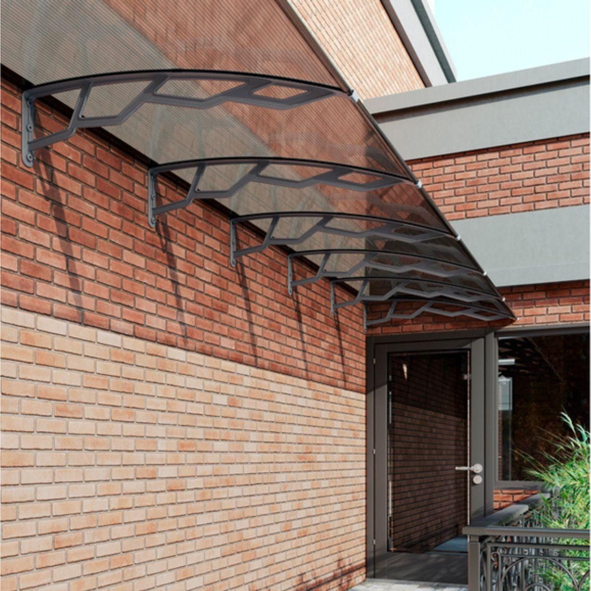 ART PLAST Auvent de Porte d'Entrée et fenêtre 100 x 100 cm - Polycarbonate Anti UV Marquise Extérieure Bras Polypropylène Art Plast