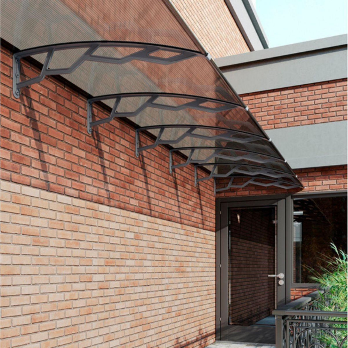 ART PLAST Auvent de Porte d'Entrée et fenêtre 100 x 100 cm - Polycarbonate Anti UV Marquise Extérieure Bras Polypropylène Art Plast