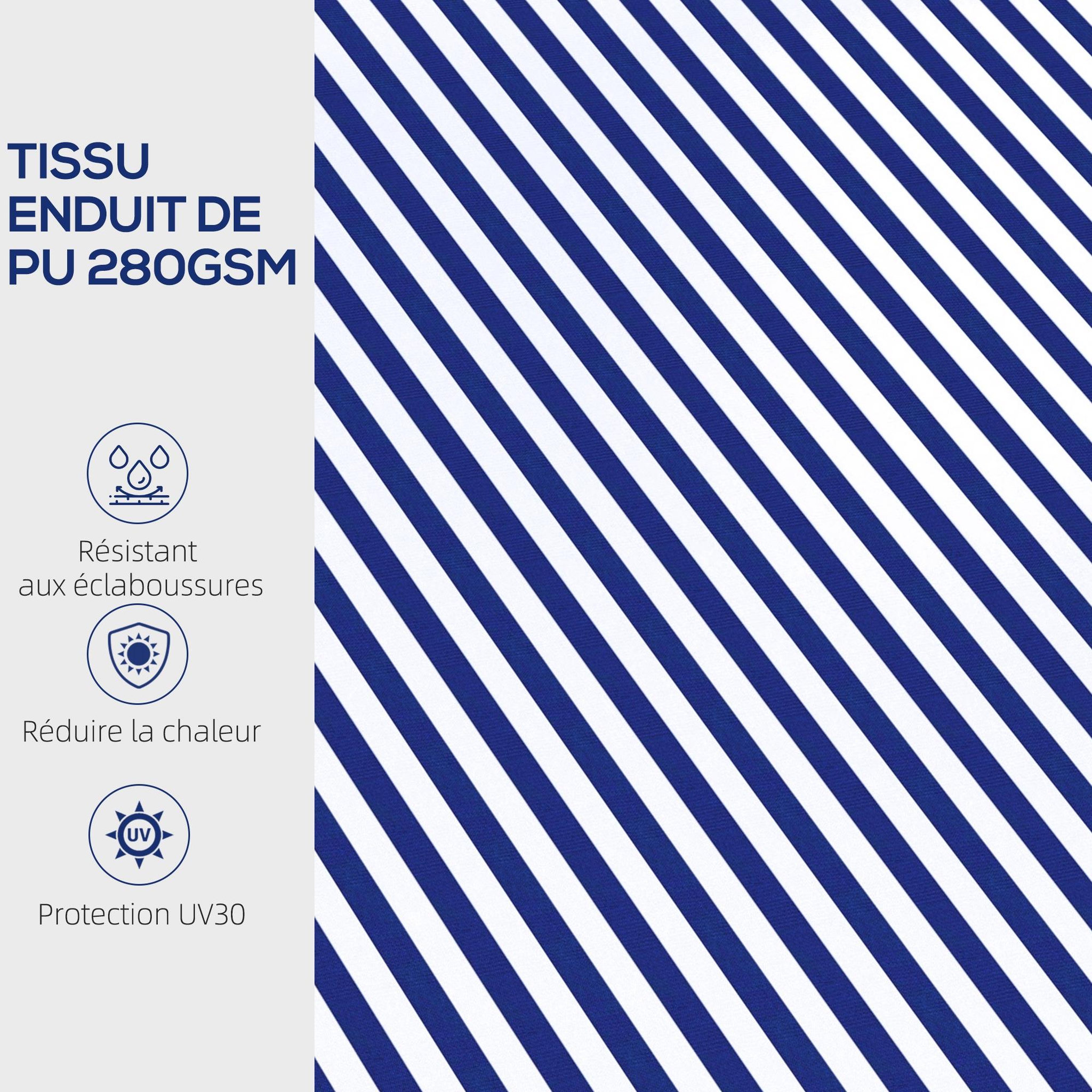 Voir la diapositive 5 : OUTSUNNY Store banne manuel rétractable inclinaison réglable manivelle alu polyester anti-UV bleu blanc