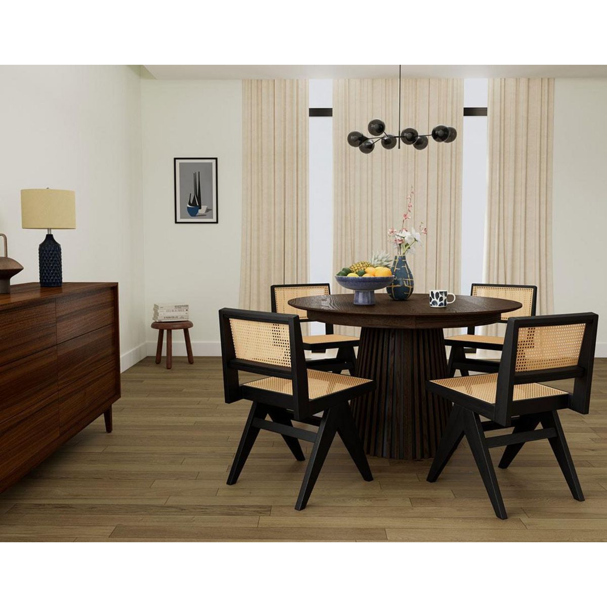 LISA DESIGN Freya - table à manger ronde extensible - effet bois foncé - 4 à 8 personnes