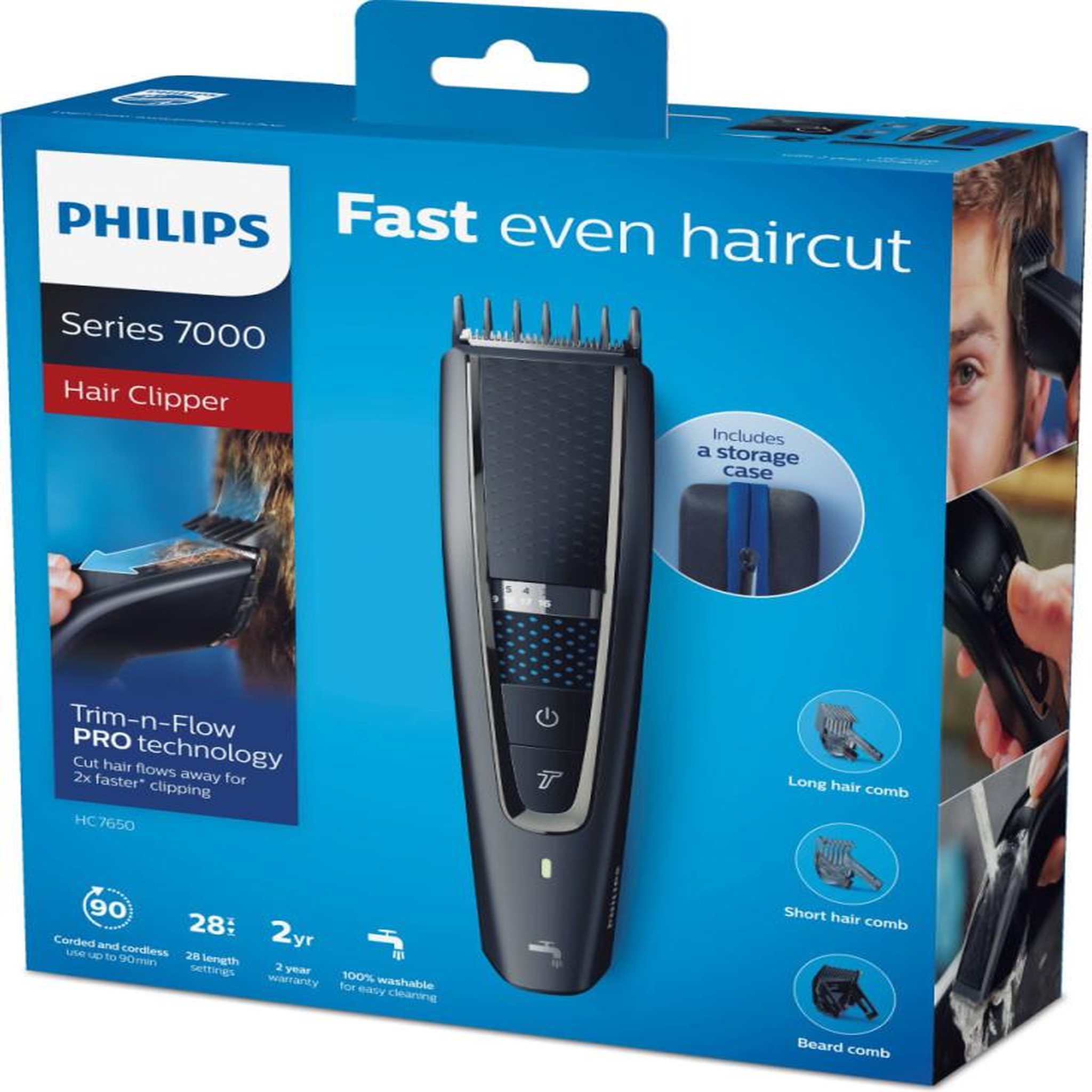 Voir la diapositive 2 : Philips Tondeuse à cheveux rechargeable + secteur - hc7650/15