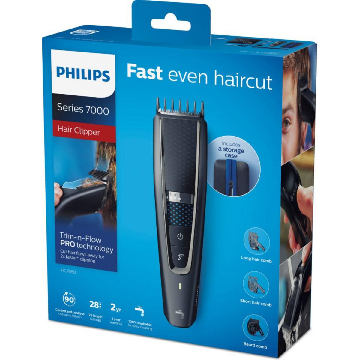Philips Tondeuse à cheveux rechargeable + secteur - hc7650/15