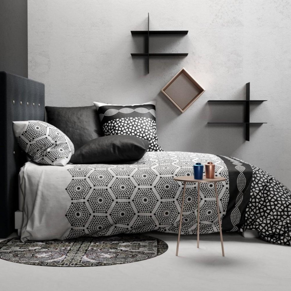 ATELIER DU COTON Housse de couette 260x240 PAVAGE + 2 taies coton 57 fils