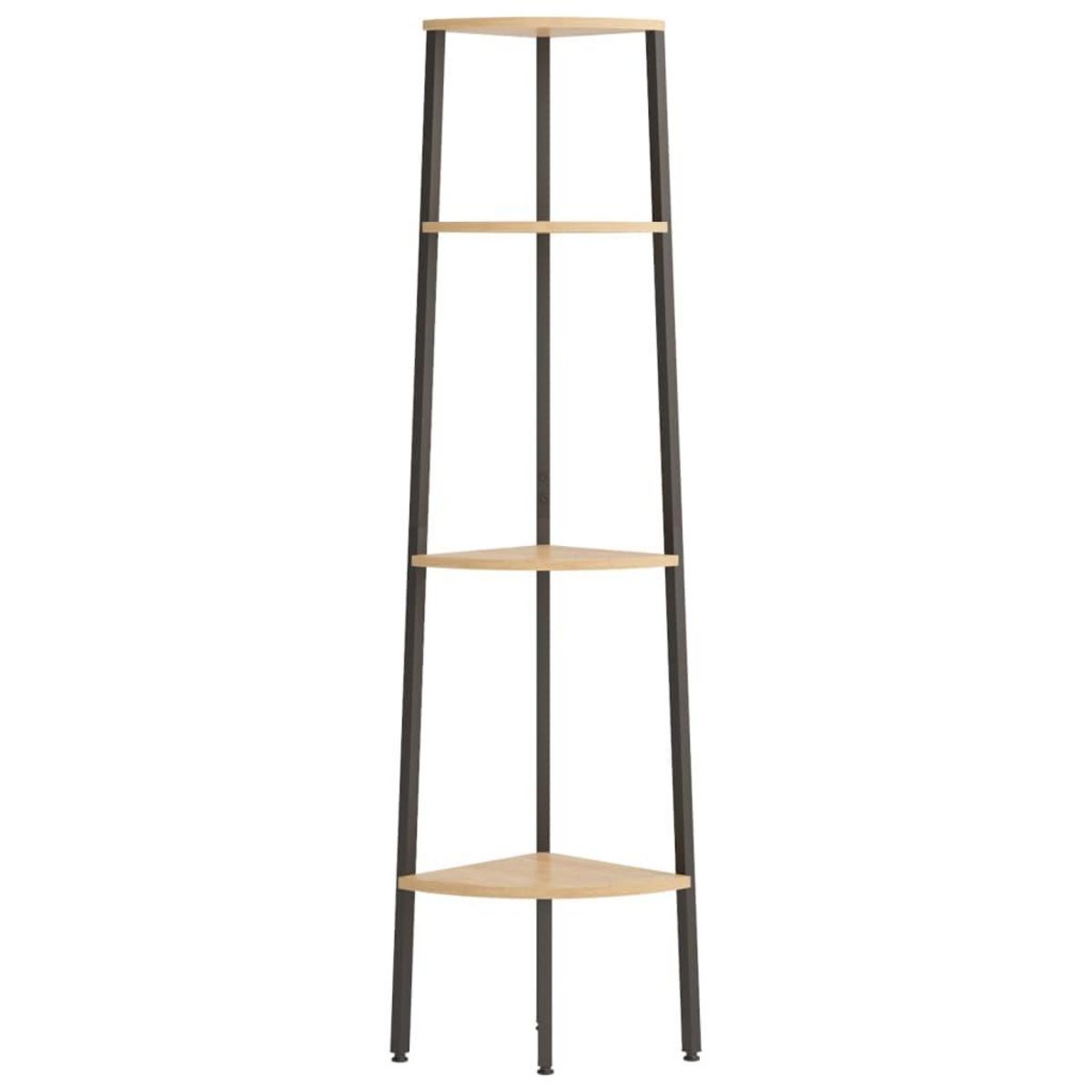 VIDAXL Etagere d'angle 4 niveaux Marron clair et noir 45,5x31,5x150 cm