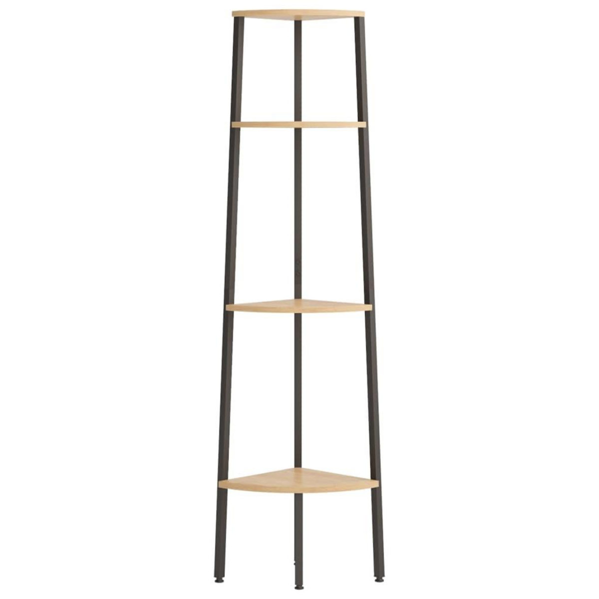 VIDAXL Etagere d'angle 4 niveaux Marron clair et noir 45,5x31,5x150 cm