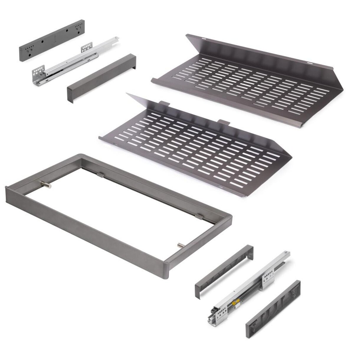 EMUCA SRL Kit de range-chaussures extractible pour armoires Quartz -  réglable -  module 800mm -  Acier -  aluminium et plastique -  Titane