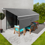Voir la diapositive 2 : ID MARKET Store banne manuel 3x2 M gris anthracite lambrequin H.1,50 M