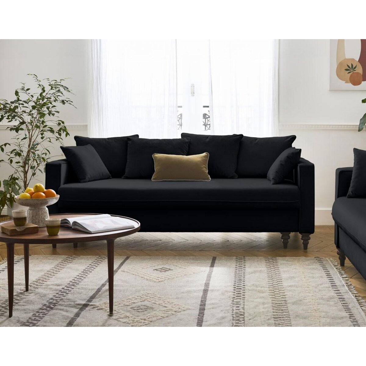 BEST MOBILIER Flamingo - canapé droit 3 places convertible en velours