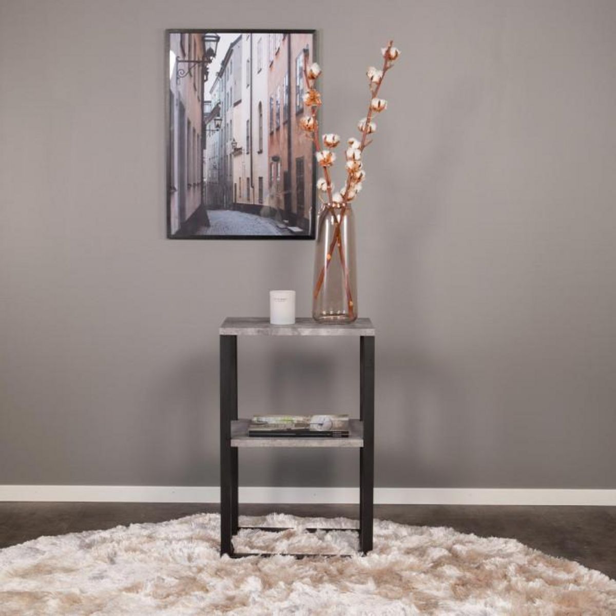 Paris Prix Table de Chevet Double  Rise  70cm Gris & Noir