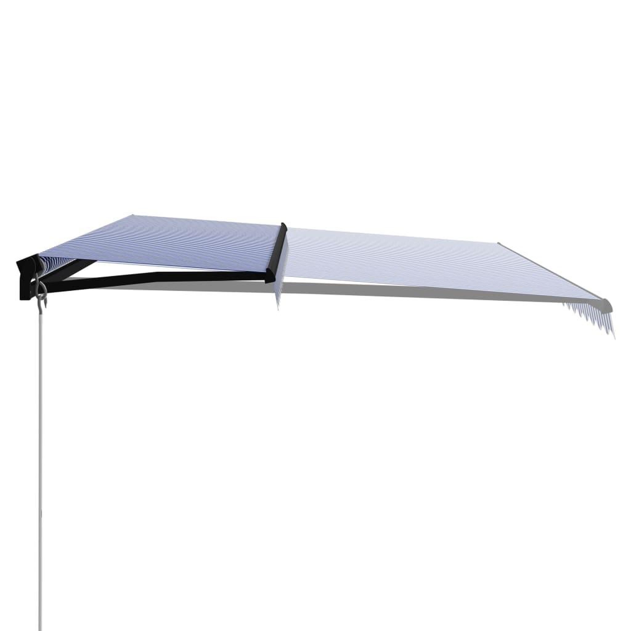 Voir la diapositive 2 : VIDAXL Auvent manuel retractable 500x300 cm Bleu et blanc