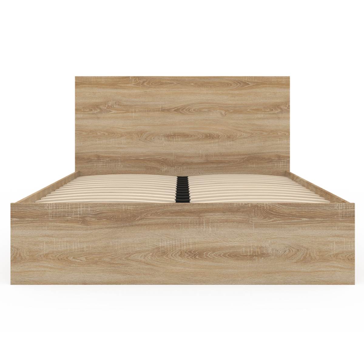 ID MARKET Lit double OMAHA 4 tiroirs sur roulettes avec tête de lit et sommier 140 x 190 cm façon hêtre