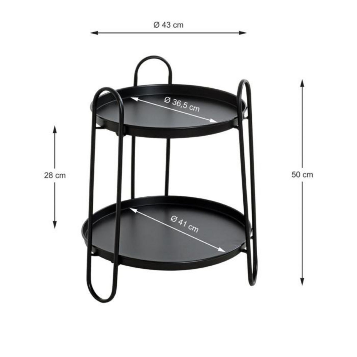 Paris Prix Table d'Appoint Design  Amita  50cm Noir Laqué