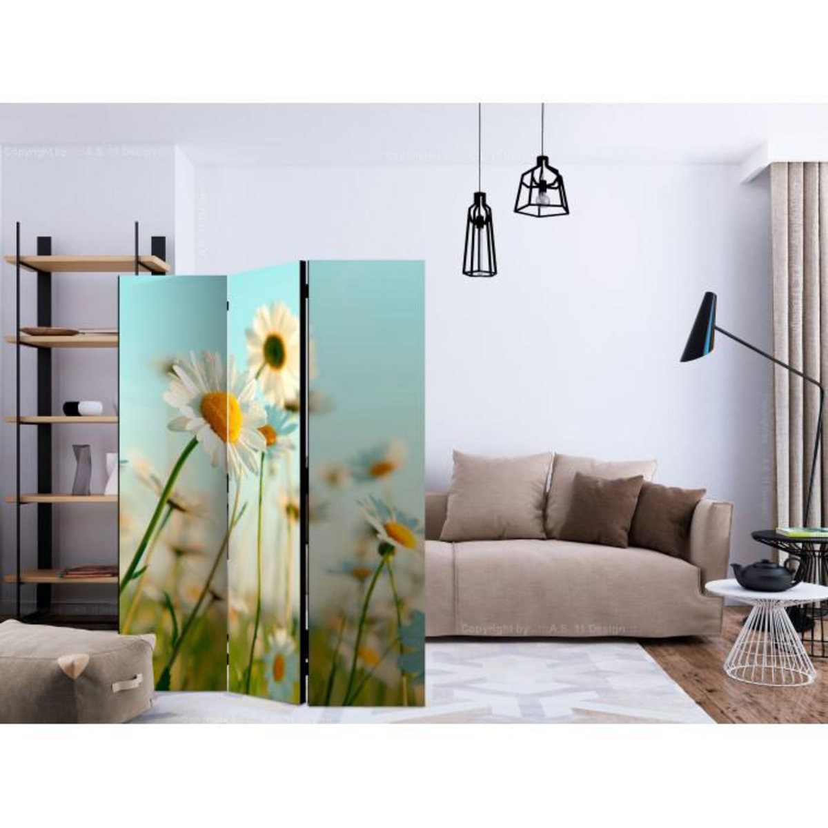 Paris Prix Paravent 3 Volets  Daisies Spring Meadow II  135x172cm