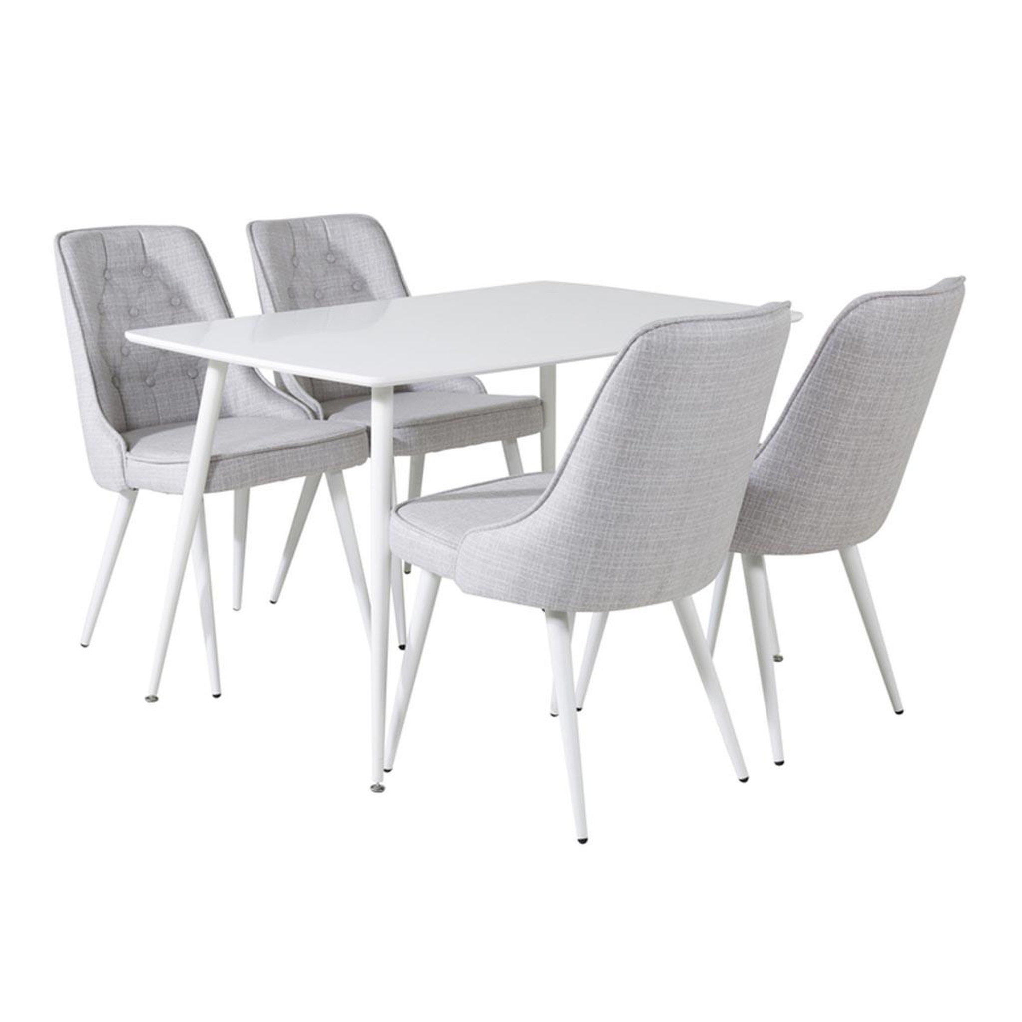 Paris Prix Ensemble table à manger & 4 chaises  polar & deluxe  120cm blanc & gris