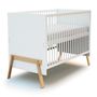 Voir la diapositive 5 : AT4 Lit bébé évolutif en bois CANAILLE Blanc et Hêtre Verni 70 x 140 cm