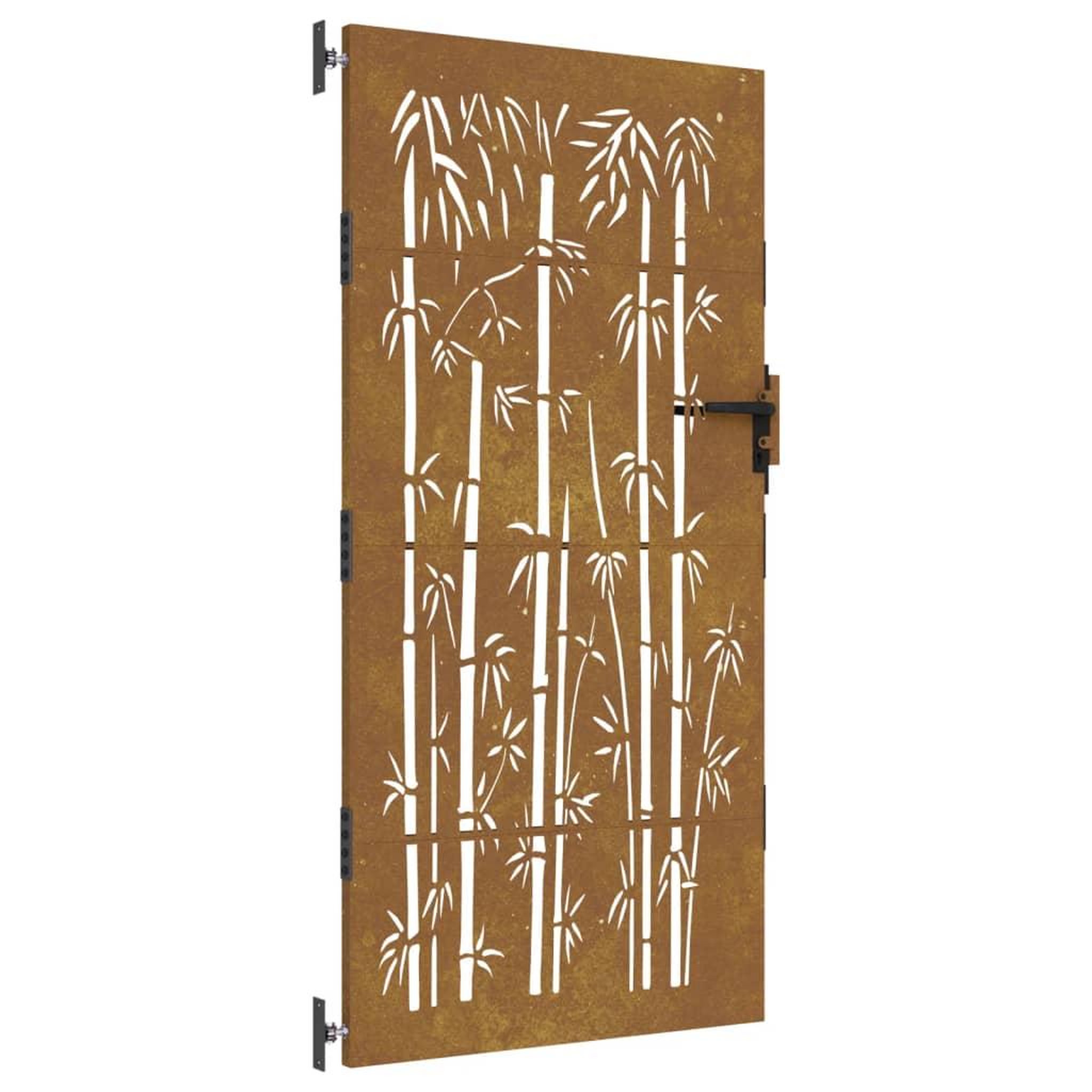 Voir la diapositive 2 : VIDAXL Portail de jardin 85x200 cm acier corten design de bambou
