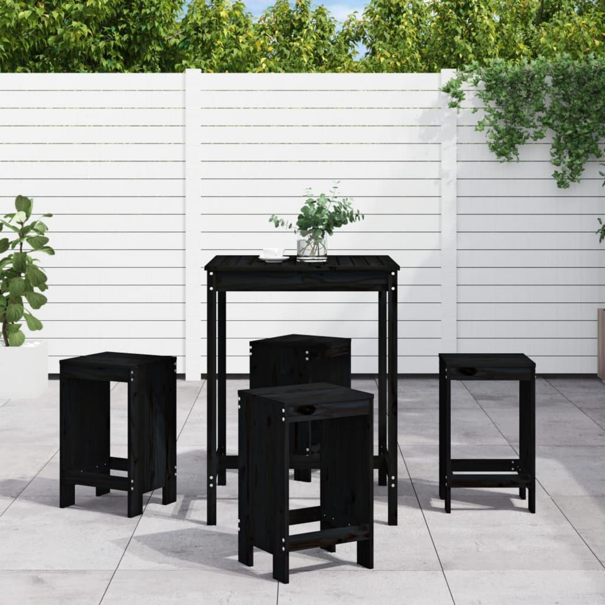 VIDAXL Ensemble de bar de jardin 5 pcs noir bois de pin massif