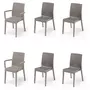 ARETA Lot de 4 chaises et de 2 fauteuils de jardin - Taupe - URANO