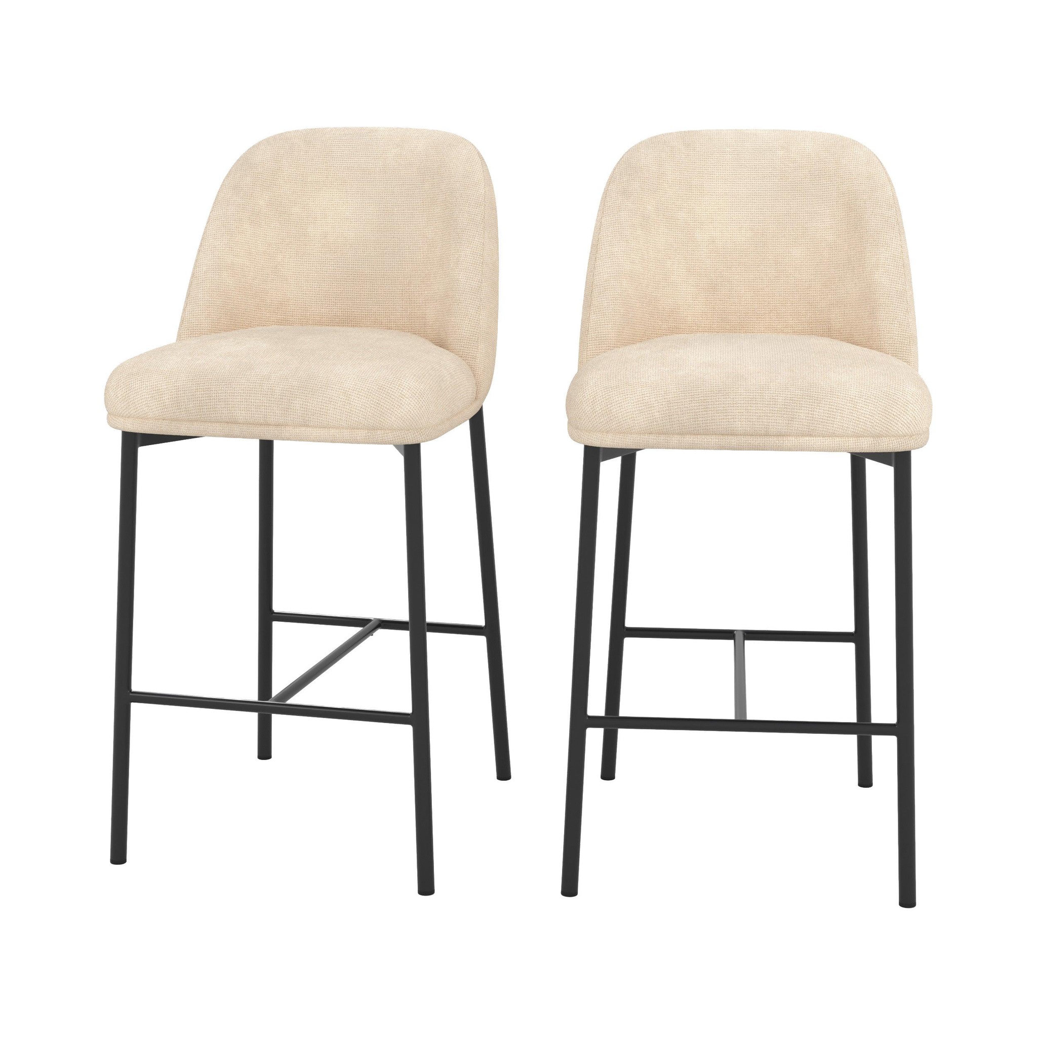 MAISON PAVANE Lot de 2 chaises pour îlot central 67 cm en tissu beige-noah