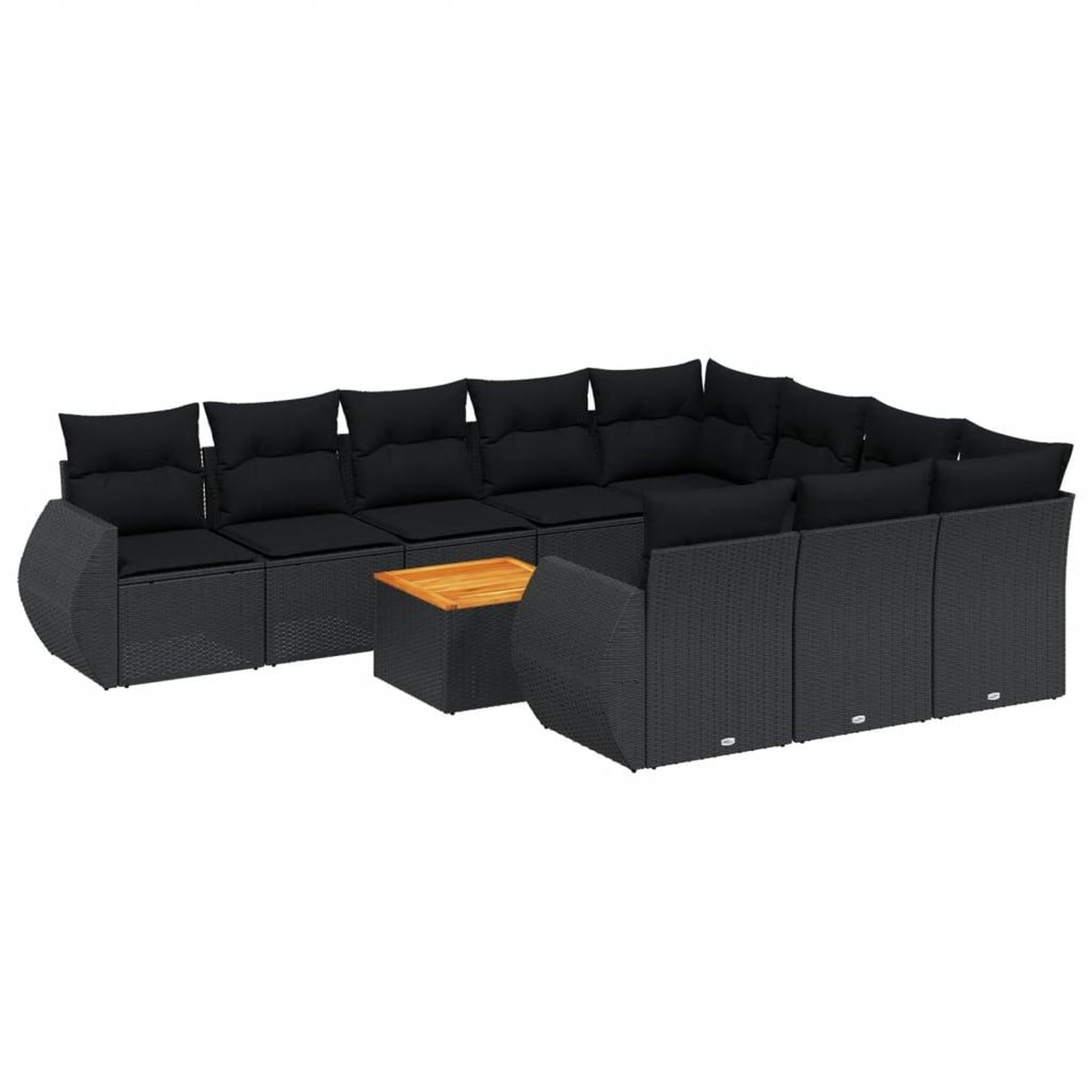 Voir la diapositive 2 : VIDAXL Salon de jardin 11 pcs avec coussins noir resine tressee