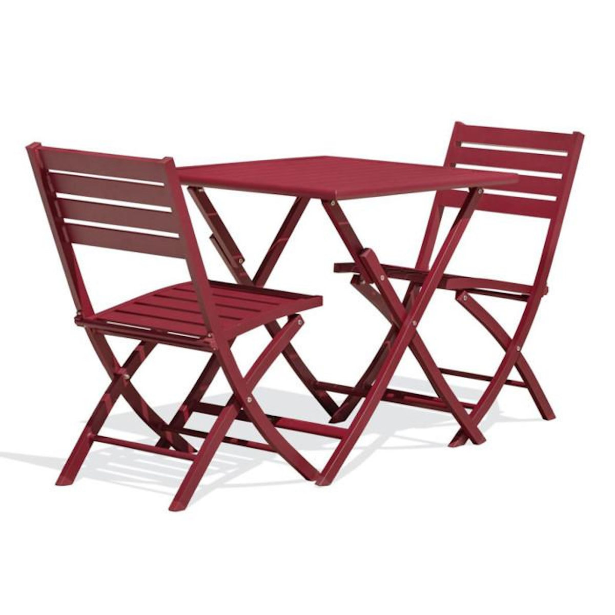 Paris Prix Ensemble Table de Jardin Pliante & 2 Chaises  Marius  70cm Rouge Carmin
