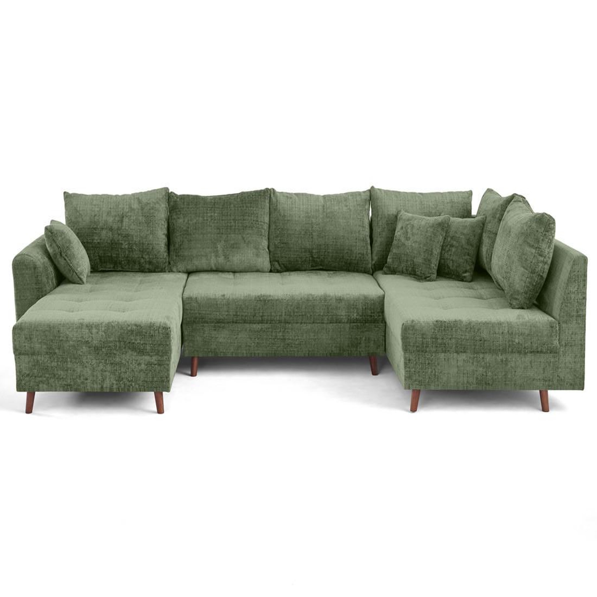Voir la diapositive 1 : BEST MOBILIER Rune - canapé panoramique d'angle droit 7 places en velours texturé