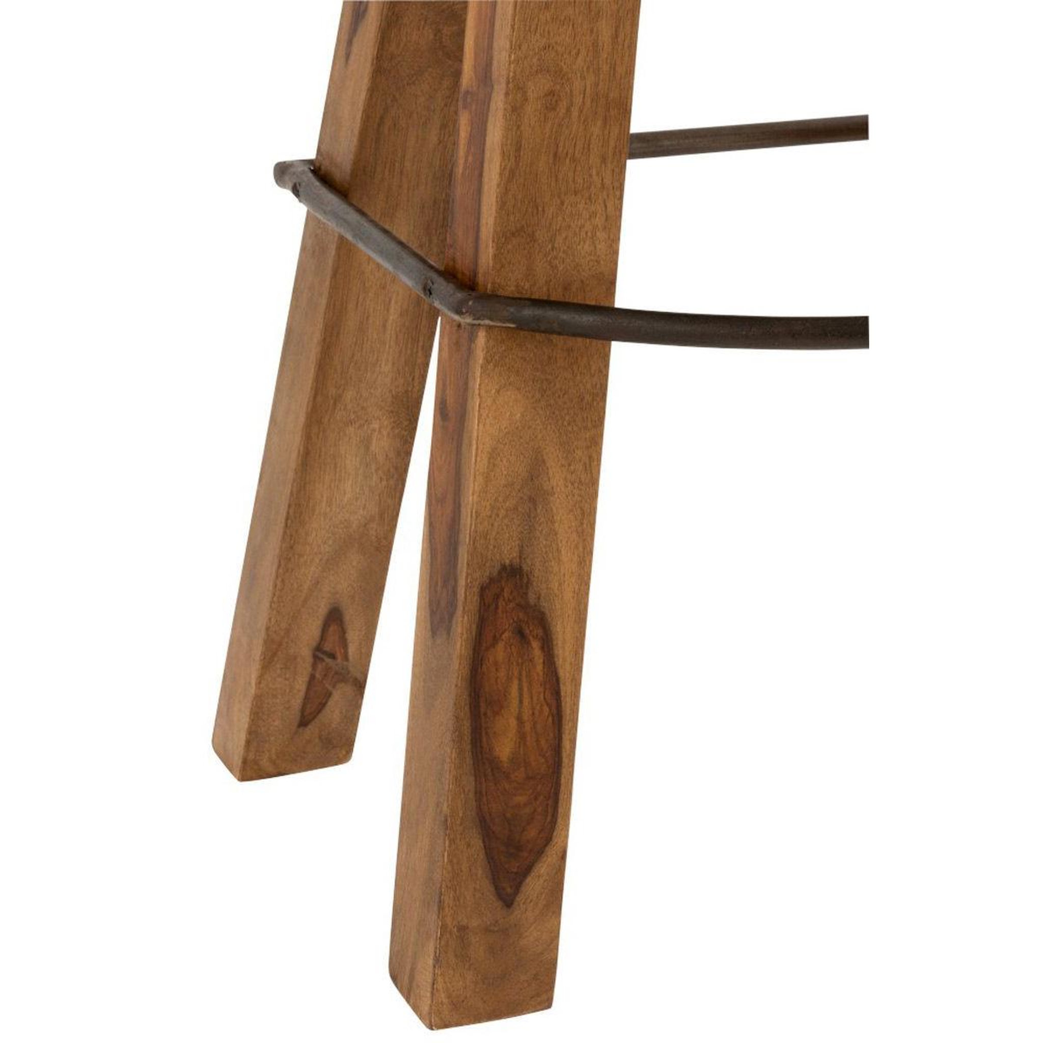 Voir la diapositive 5 : J-LINE Tabouret de bar en cuir & bois  gym  75cm naturel