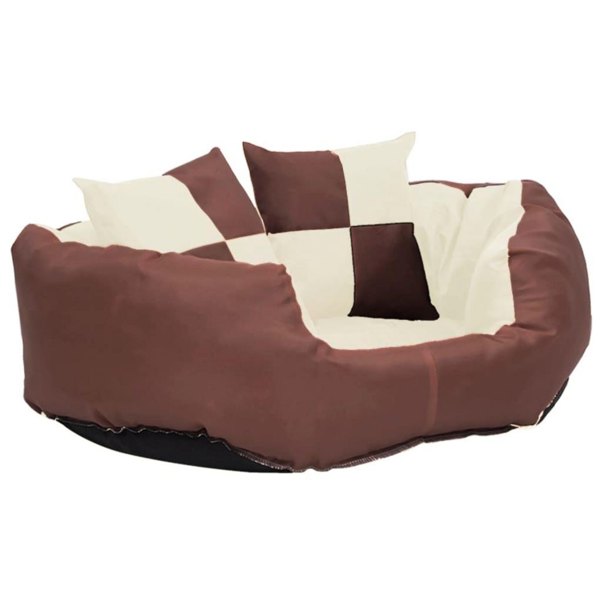 VIDAXL Coussin reversible lavable de chien Marron et creme 65x50x20 cm