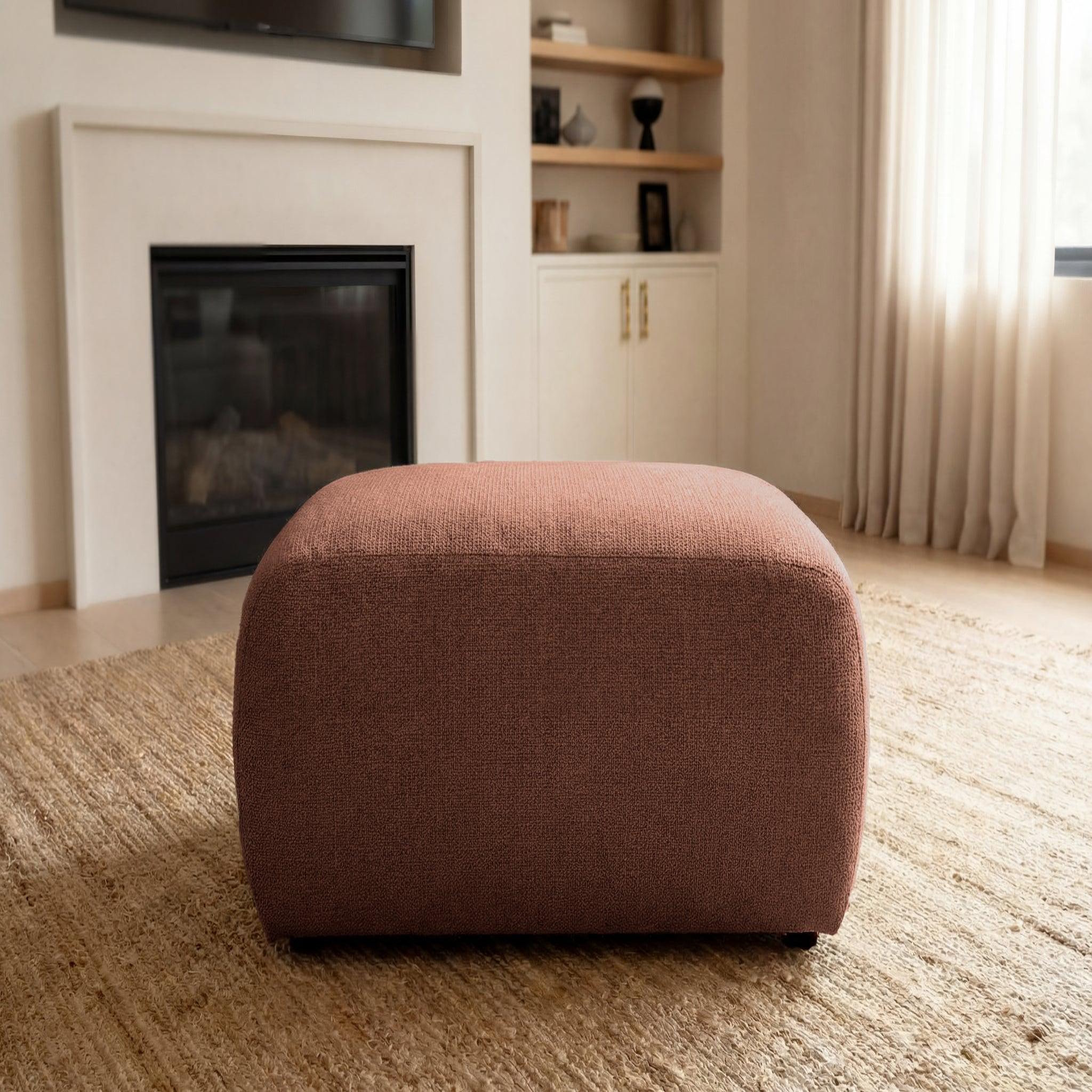 Voir la diapositive 3 : CASANOVA PARIS Sacha - pouf en tissu chiné 105x57x40