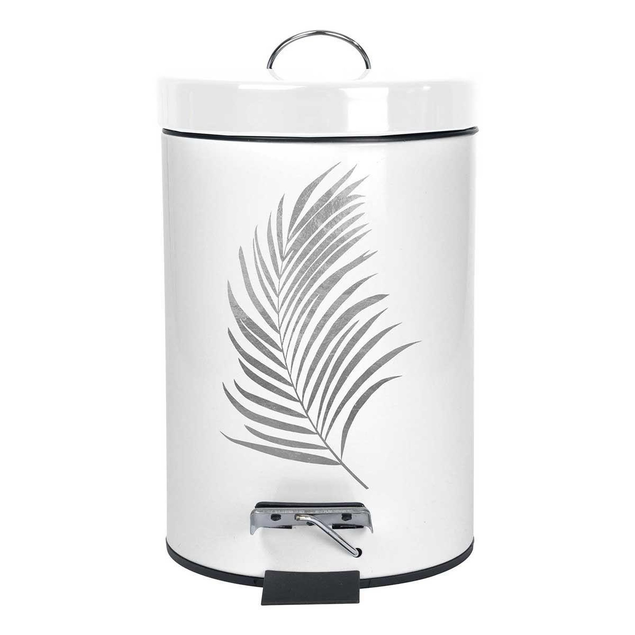 Douceur d'Intérieur Poubelle à pédale imprimée  orbella  3l blanc & argent