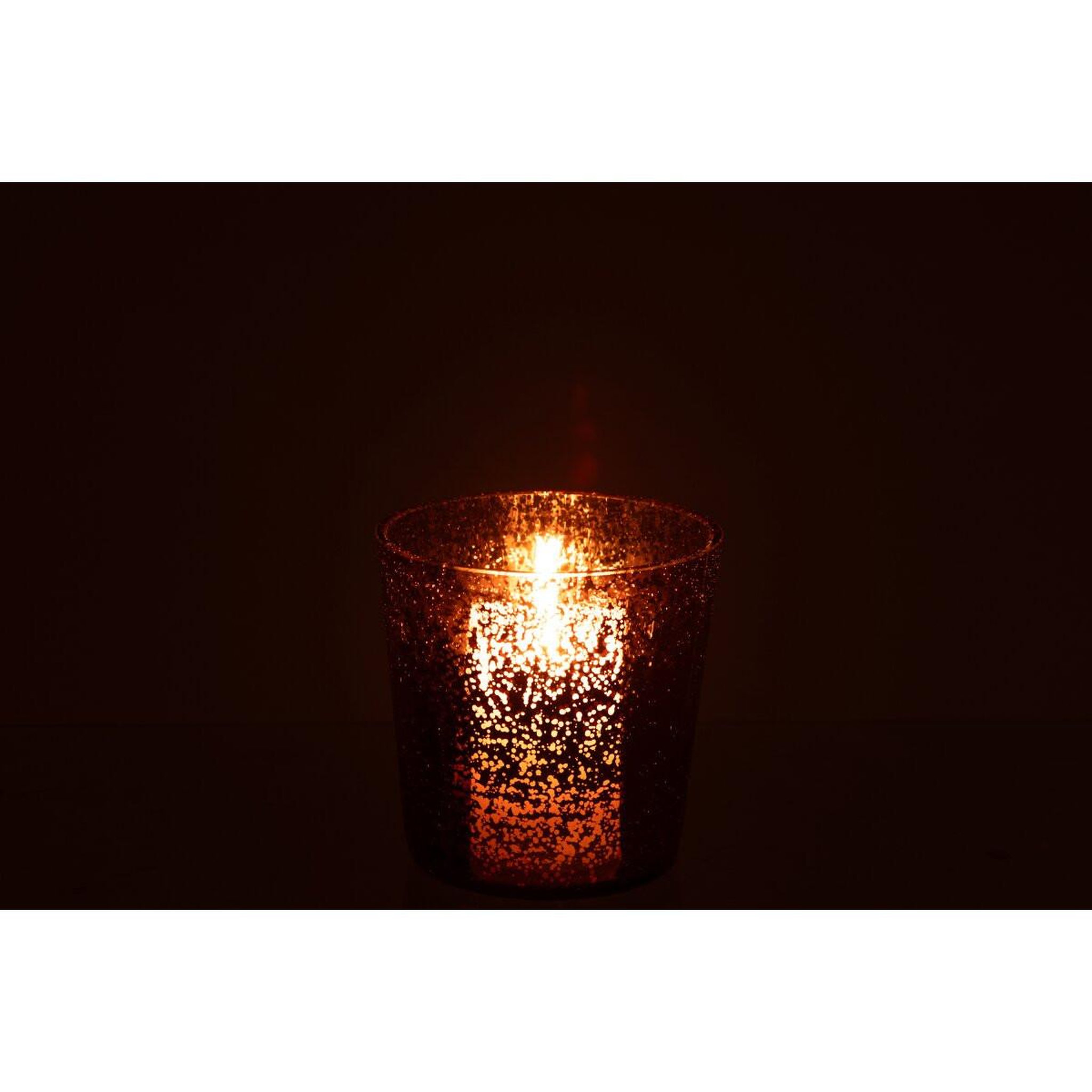 Voir la diapositive 5 : J-LINE Photophore design en verre  ember  16cm marron