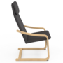 Voir la diapositive 4 : ID MARKET Fauteuil NILS bois façon hêtre et coussin tissu gris