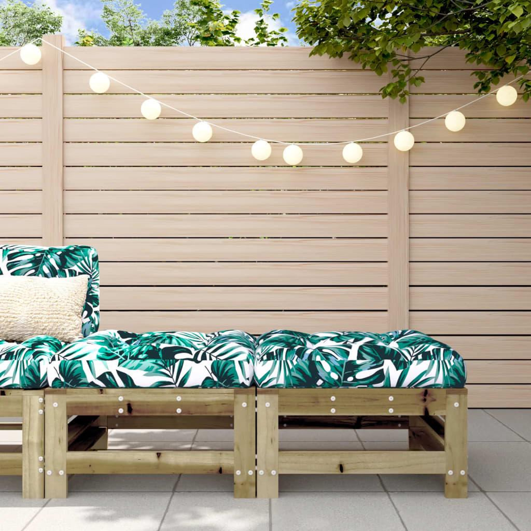 VIDAXL Repose-pieds de jardin et coussins lot de 2 bois pin impregne