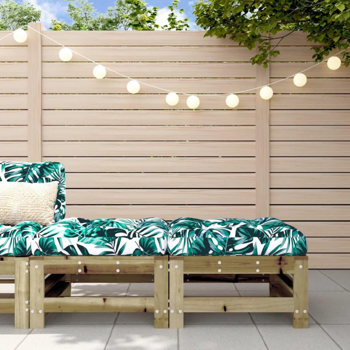 VIDAXL Repose-pieds de jardin et coussins lot de 2 bois pin impregne