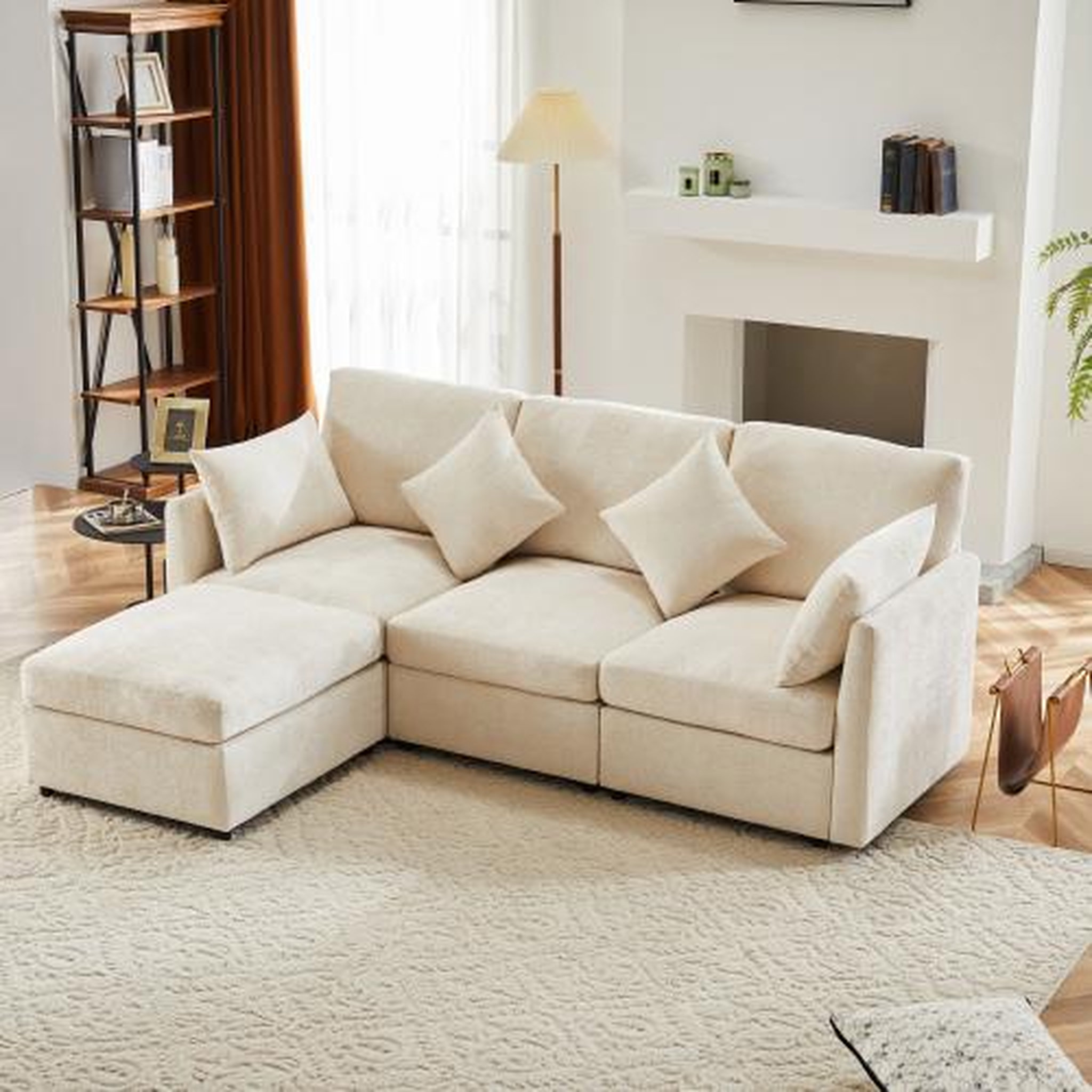 Voir la diapositive 4 : MERAX Canapé d'angle réversible fixe 4 places tissu