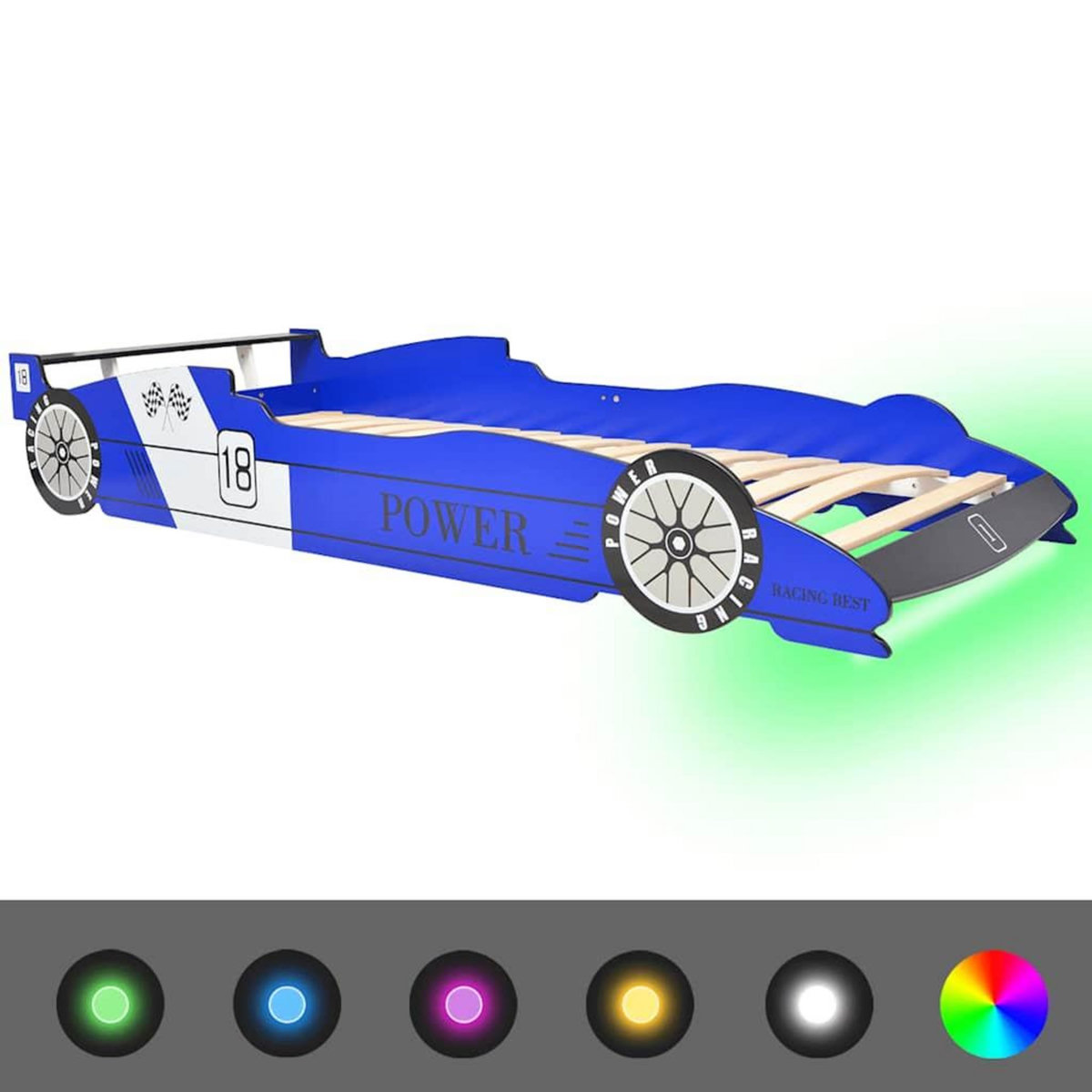 VIDAXL Lit voiture de course pour enfants avec LED 90 x 200 cm Bleu