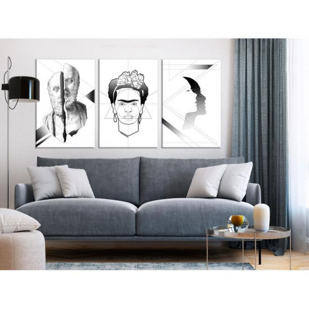 Paris Prix Tableau Imprimé  Facial Composition 3 Panneaux  60x120cm