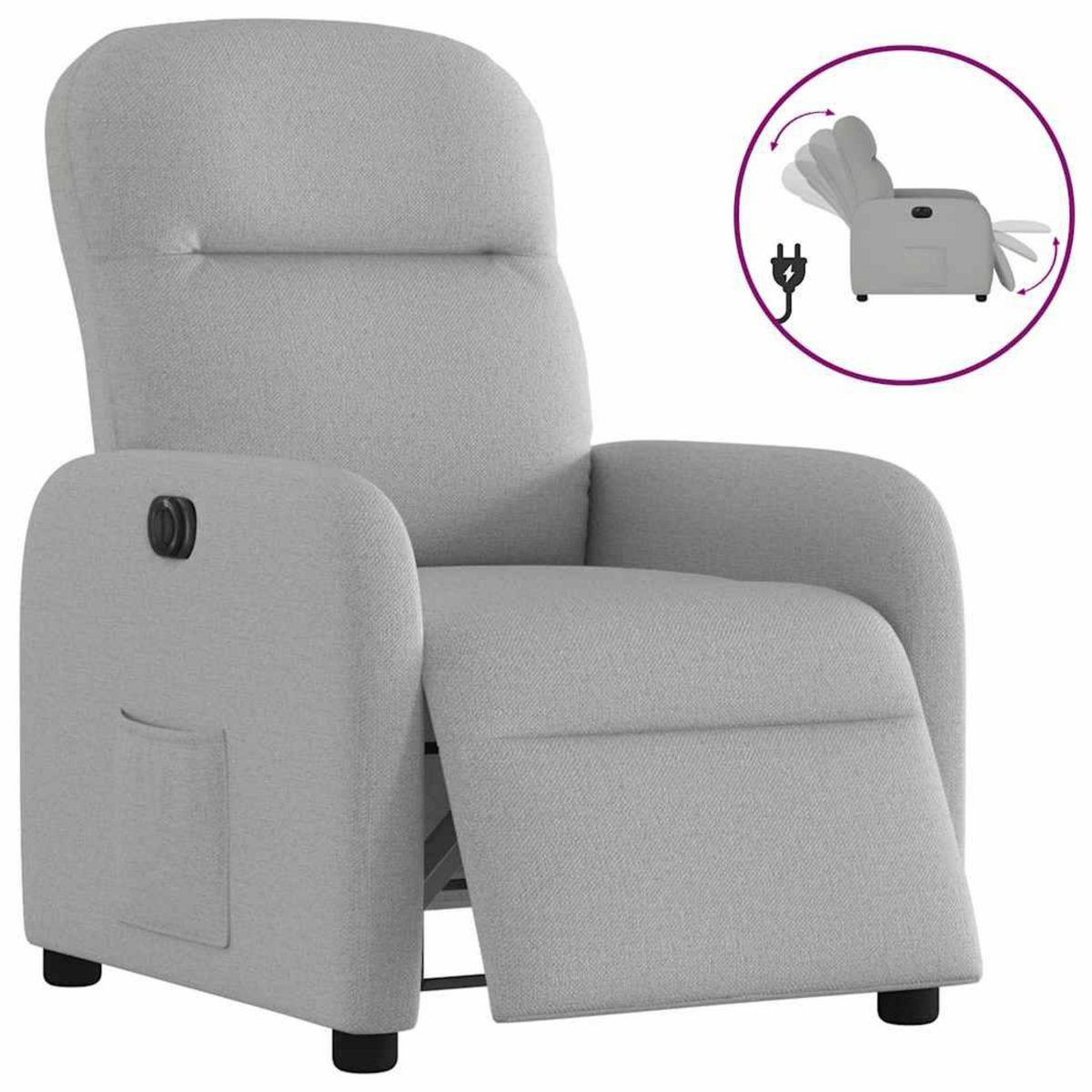 VIDAXL Fauteuil inclinable electrique gris nuage tissu