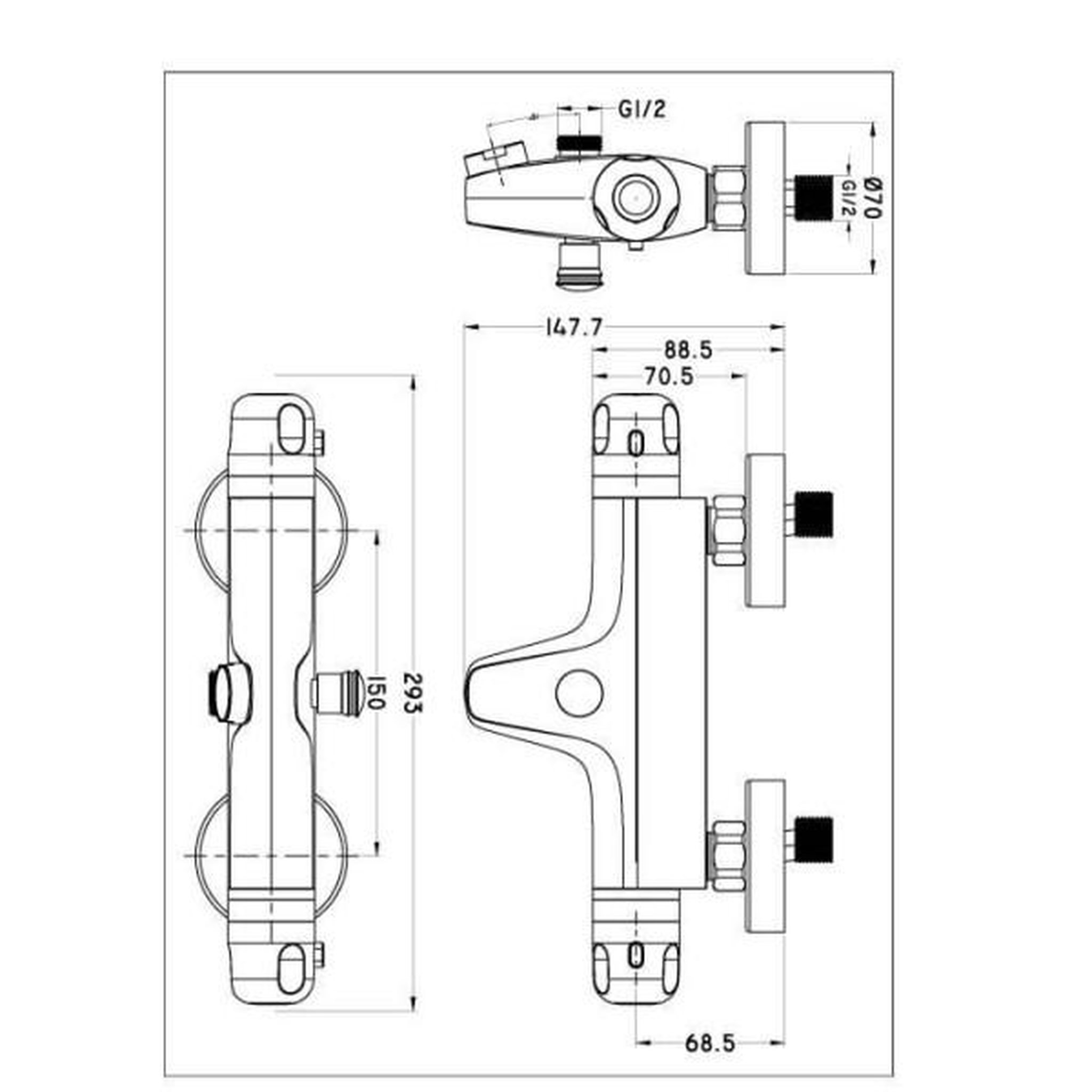 Voir la diapositive 2 : ROUSSEAU Rousseau robinet mitigeur thermostatique baignoire et douche volga 2