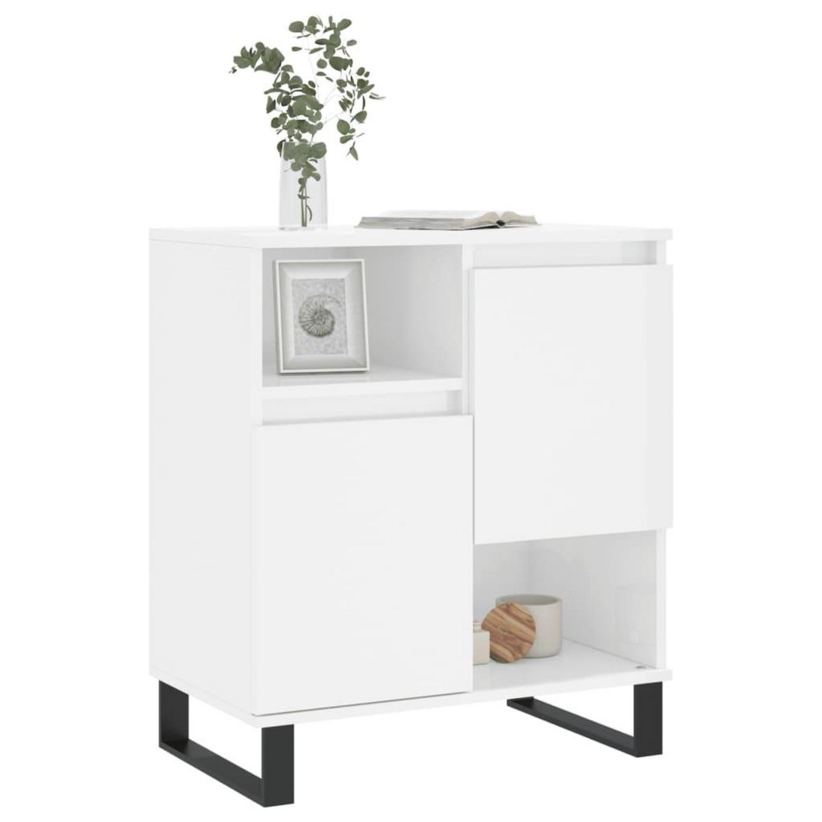 VIDAXL Buffet Blanc brillant 60x35x70 cm Bois d'ingenierie