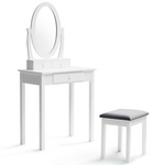 ID MARKET Coiffeuse BETTY avec miroir et tabouret