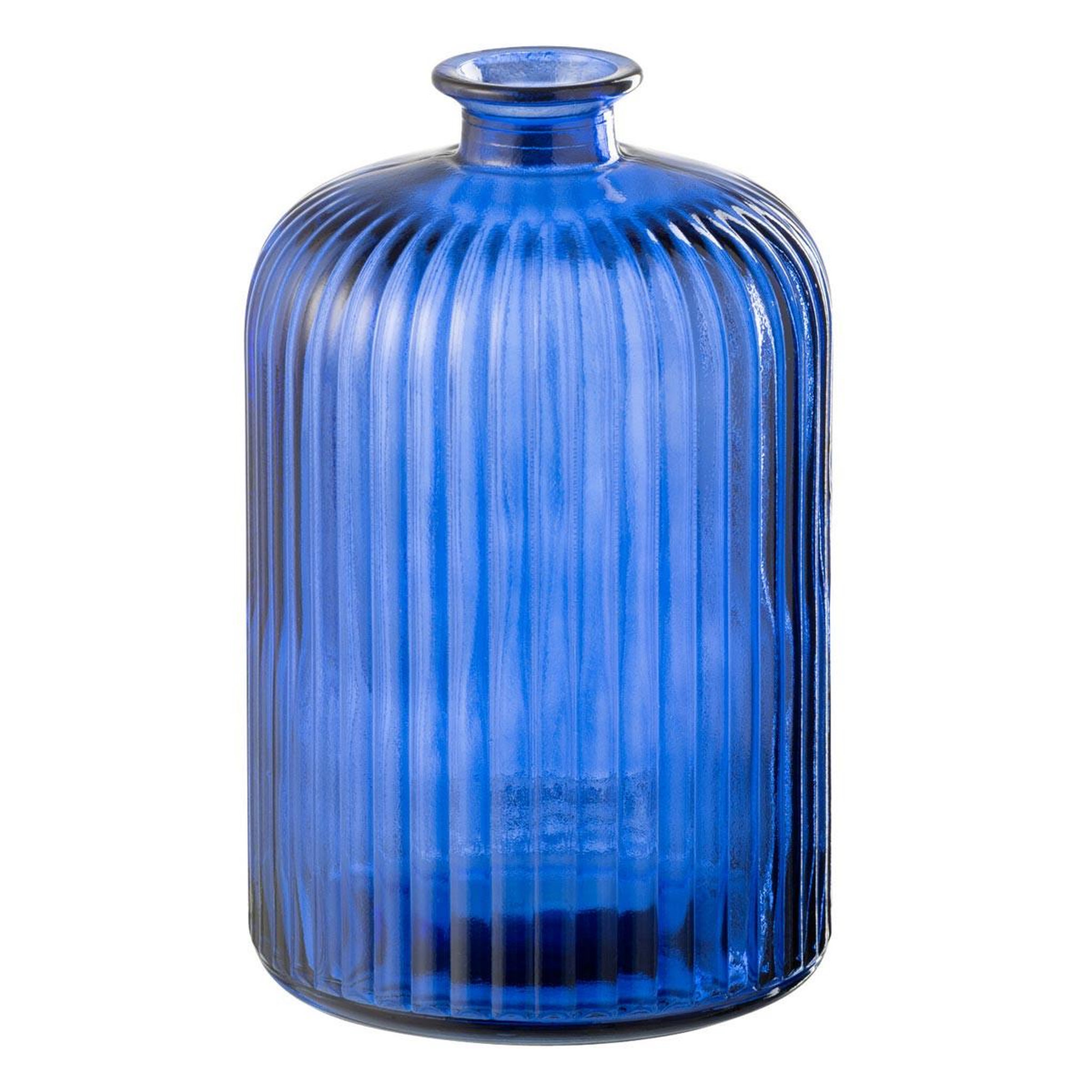 J-LINE Vase bouteille en verre  stripe  23cm bleu
