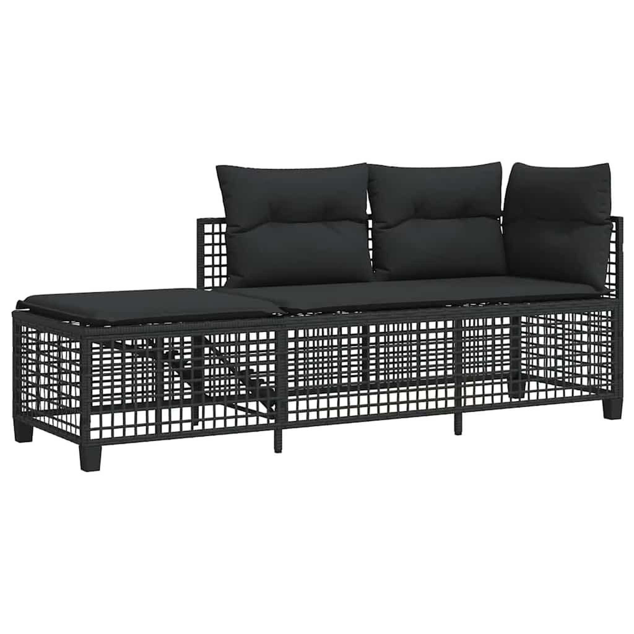 Voir la diapositive 4 : VIDAXL Salon de jardin d'angle 3 pcs avec coussins noir resine tressee