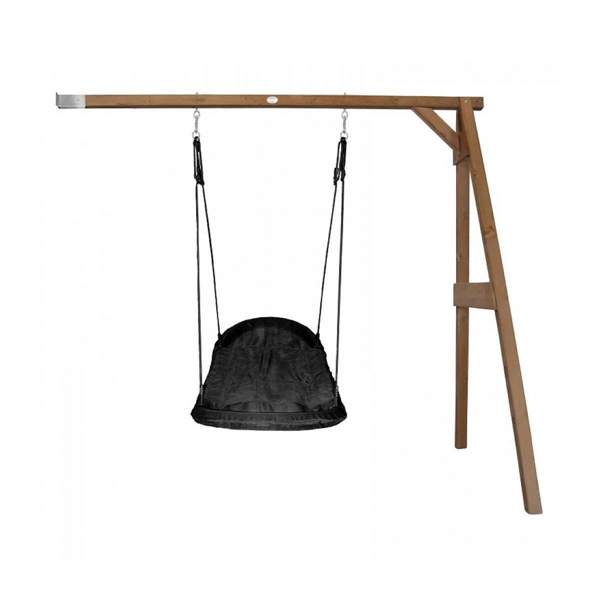 Axi House AXI Portique mural en bois Marron avec balancoire siège nid ovale 160x244x207cm