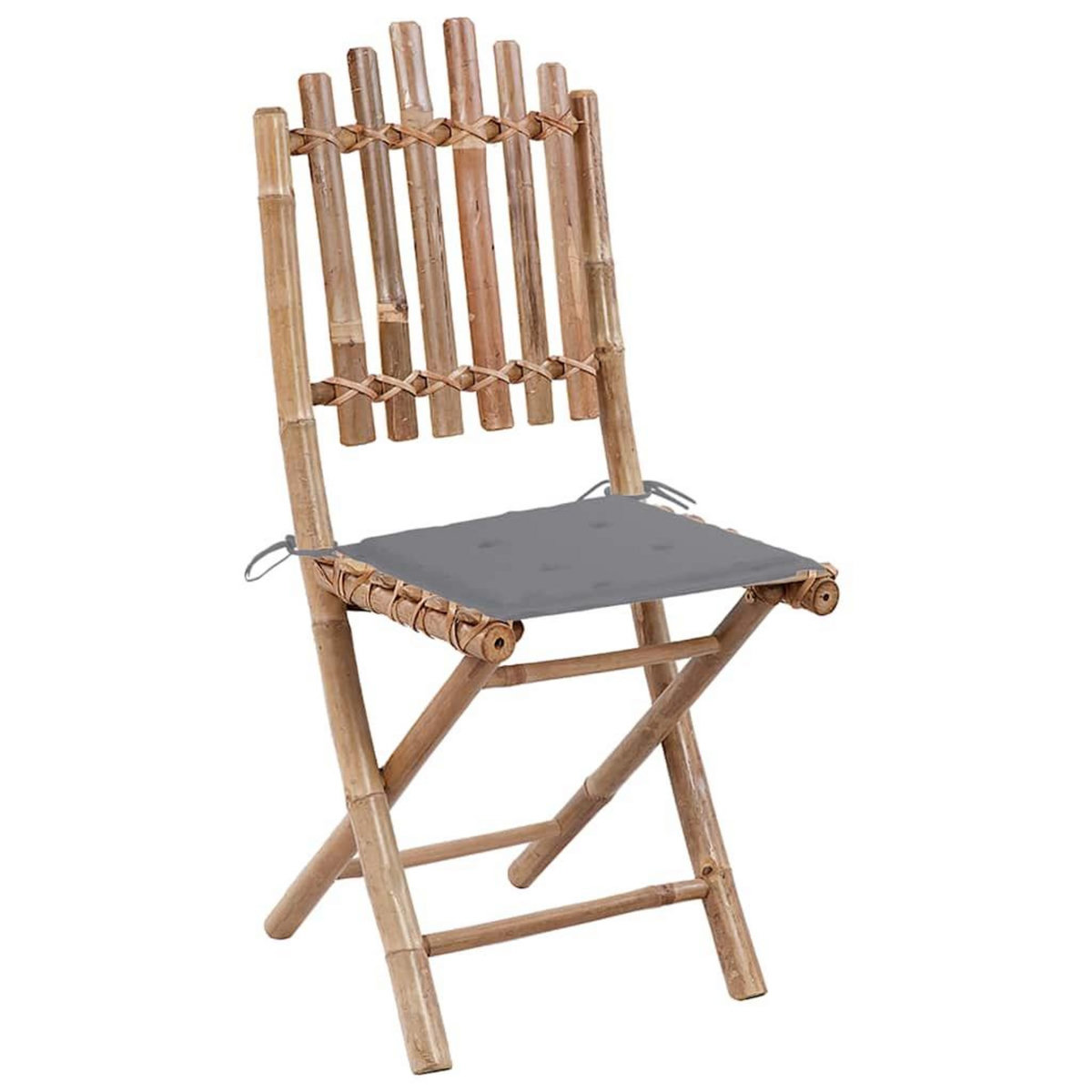 VIDAXL Mobilier a dîner d'exterieur pliable 5 pcs avec coussins bambou