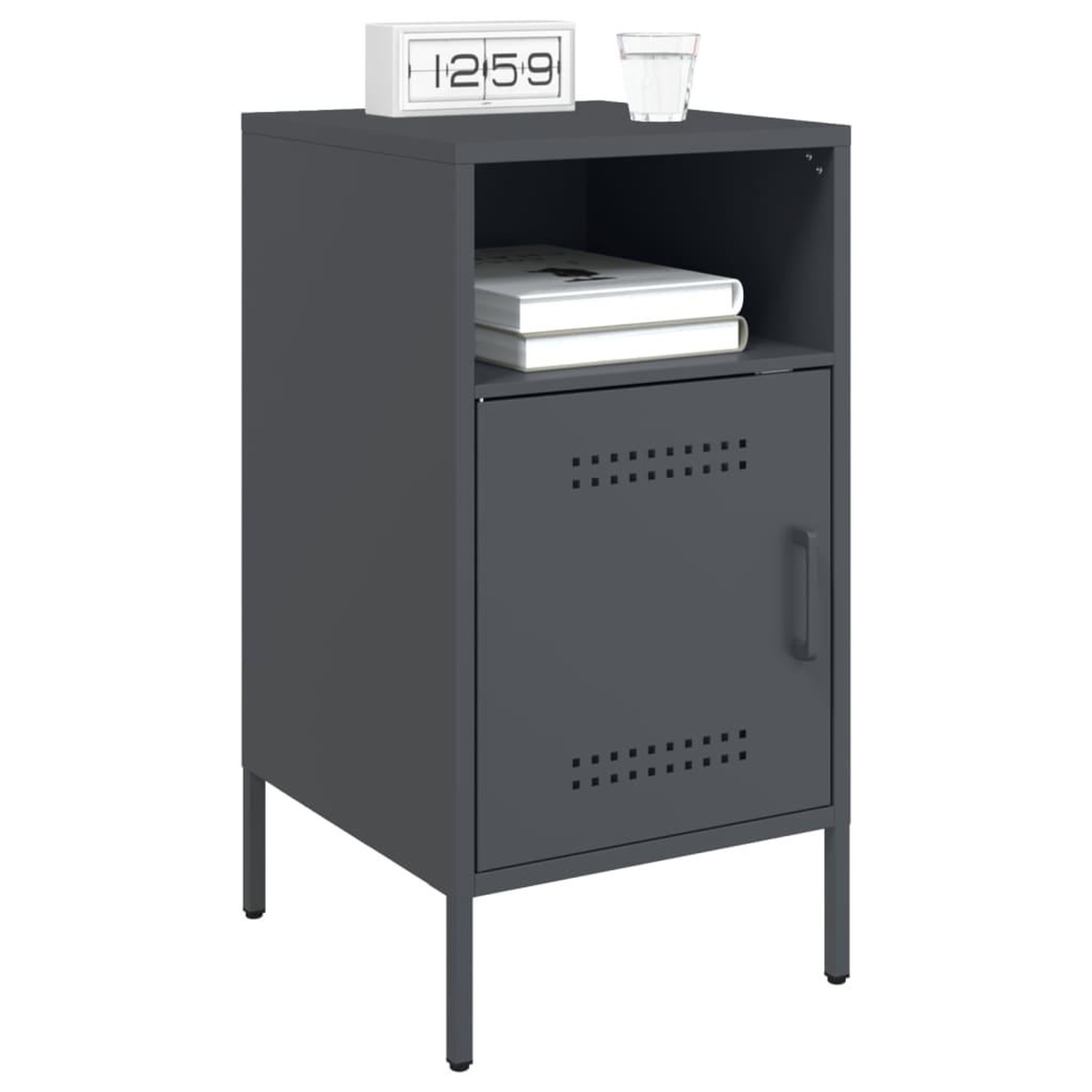 Voir la diapositive 4 : VIDAXL Table de chevet anthracite 36x39x68 cm acier