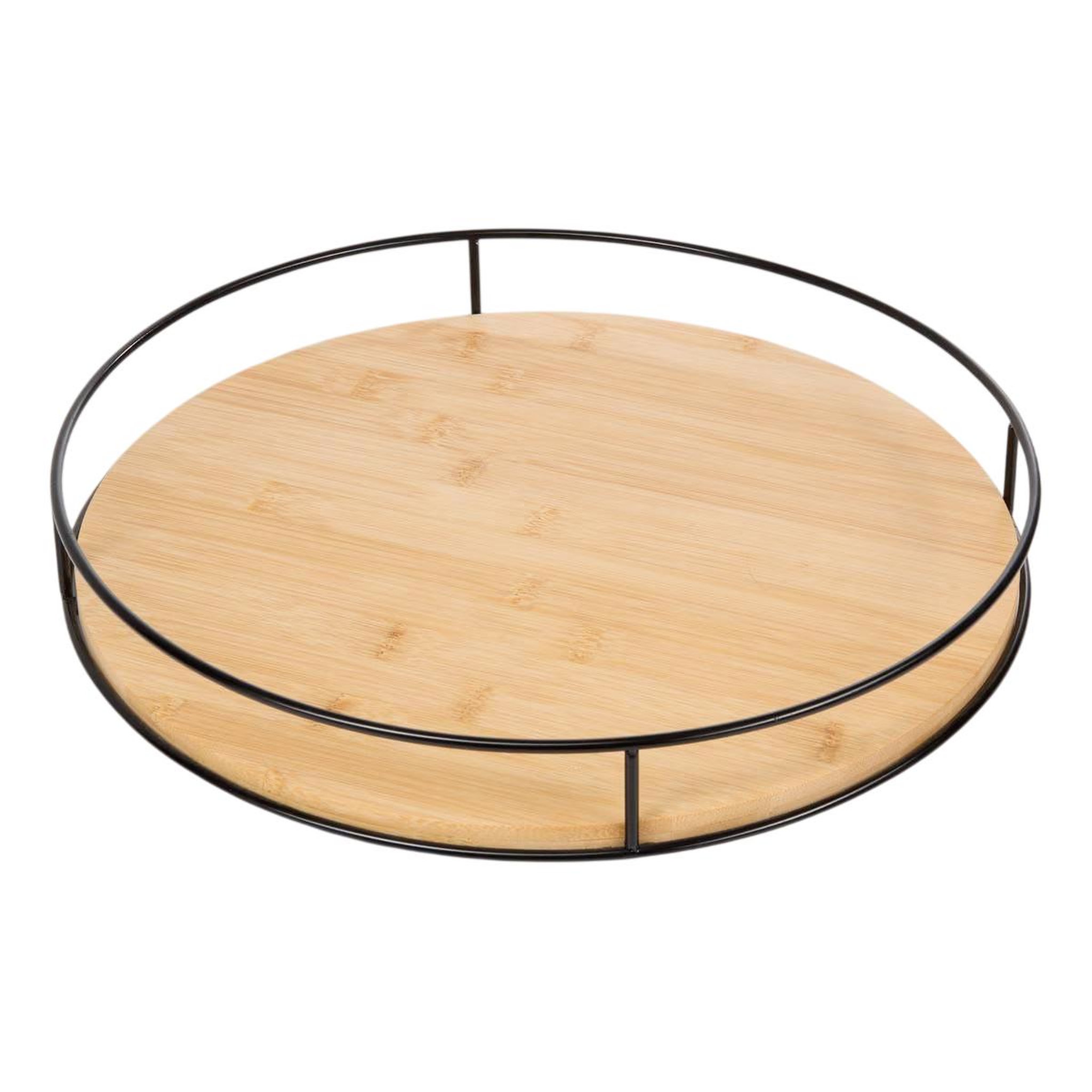 FIVE Plateau pivotant rond  black bamboo  35cm naturel
