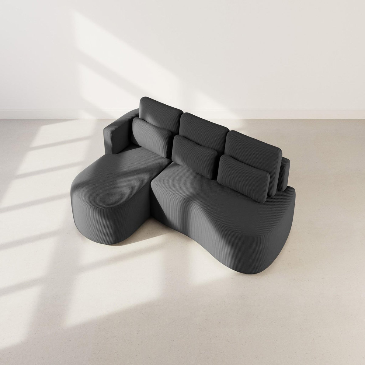 LISA DESIGN Mahina - canapé d'angle gauche 4 places convertible avec coffre en velours côtelé