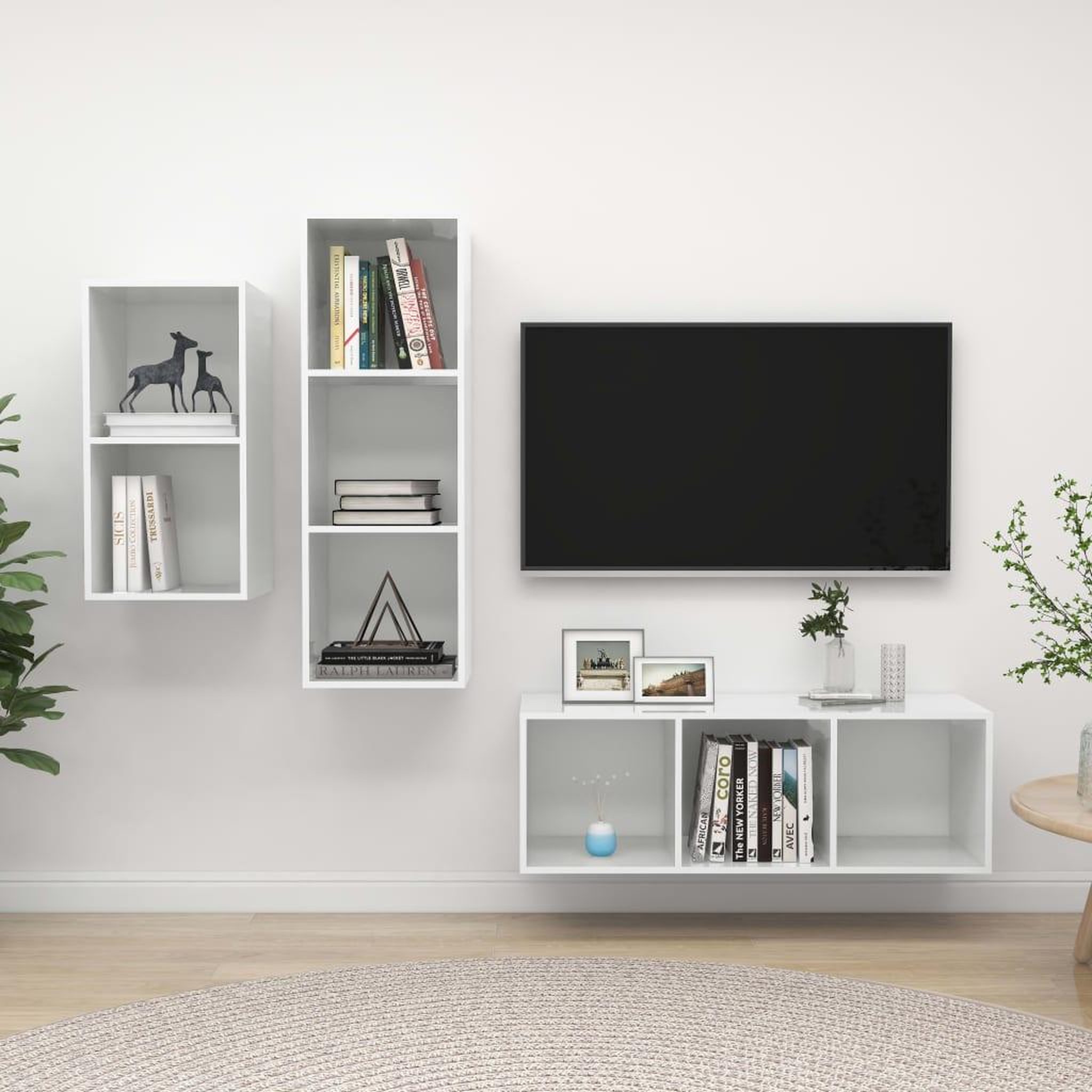 Voir la diapositive 1 : VIDAXL Ensemble de meubles TV 3 pcs Blanc brillant Bois d'ingenierie