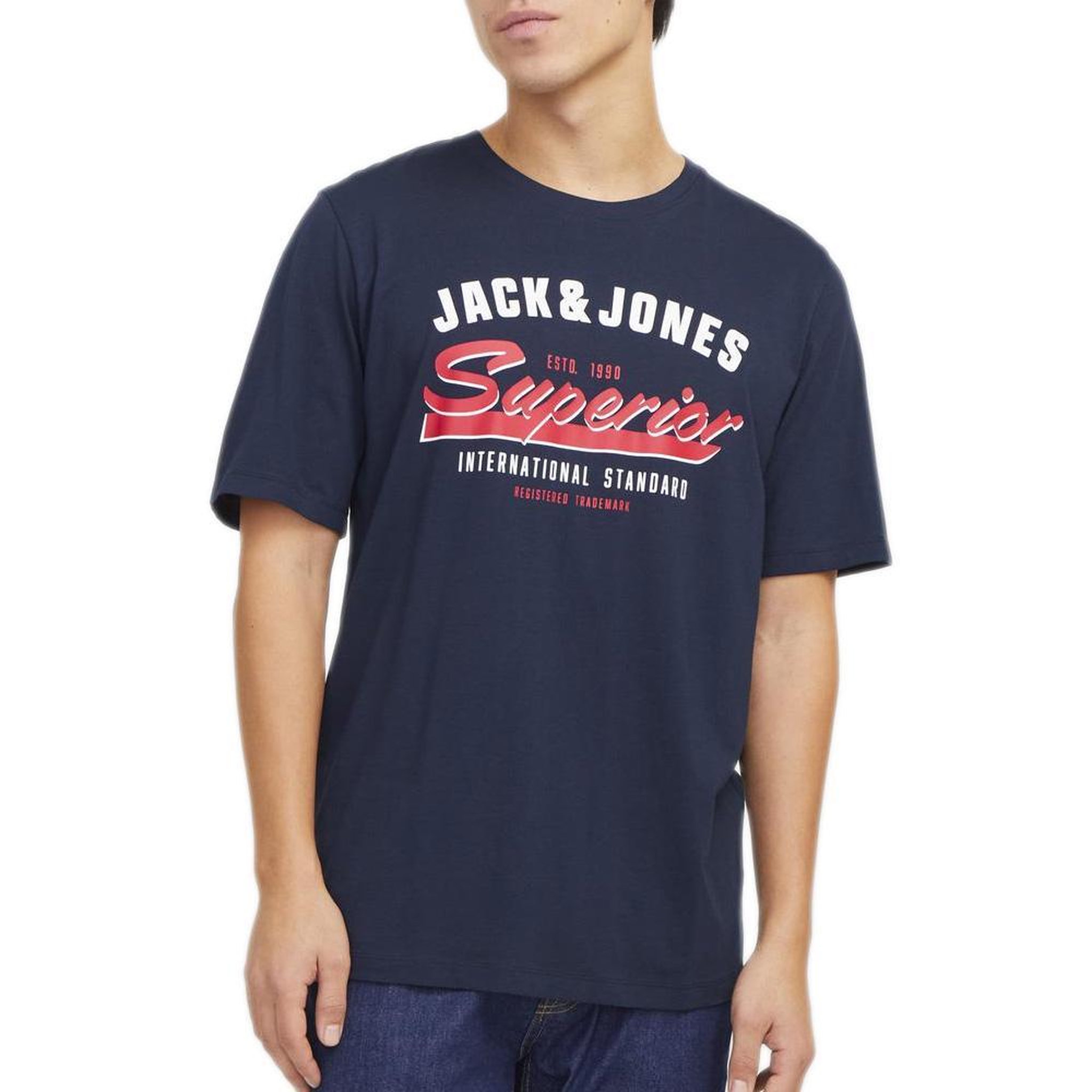 Jack & Jones T-Shirt Marine Homme Jack & Jones Logo. Coloris disponibles : Bleu